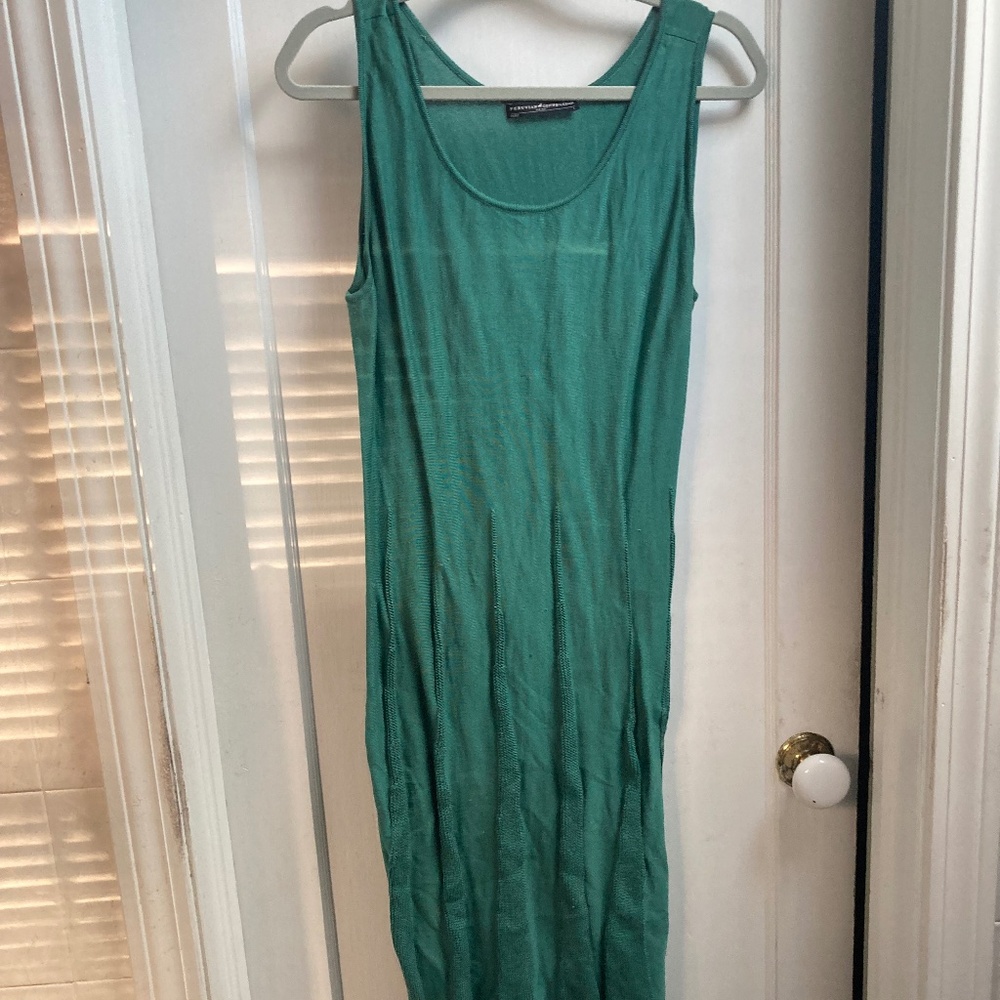 Peruvian Connection Teal Flare Dress, L